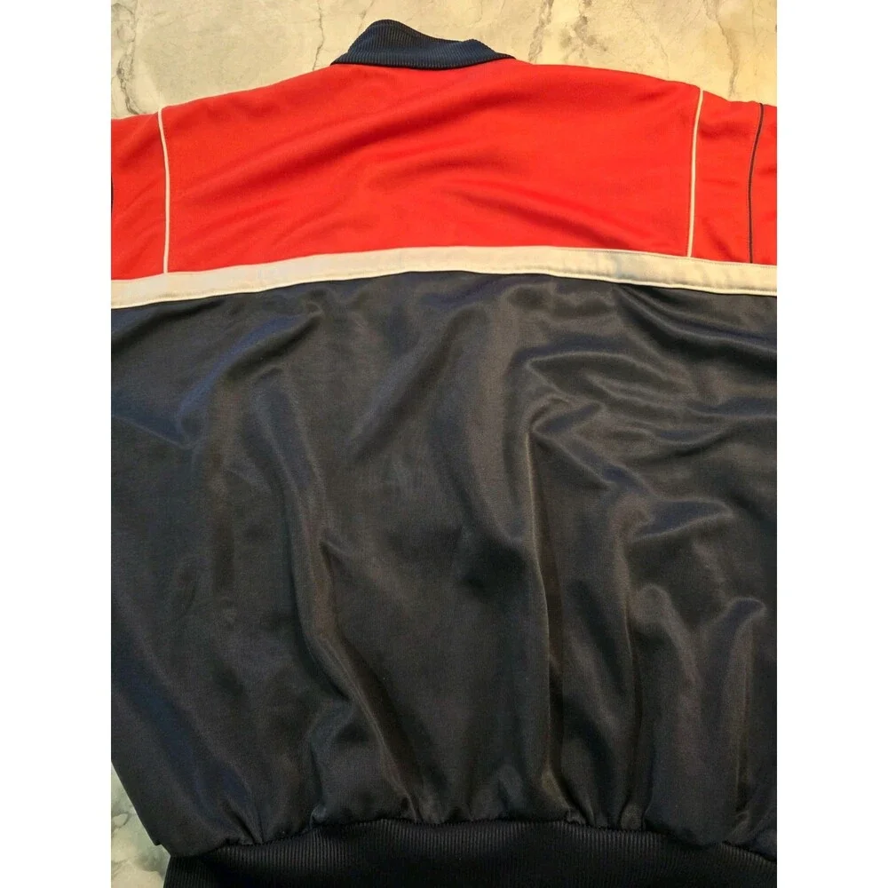 Vintage 80s Adidas Track Jacket Large Tall Red Navy Blue Colorblock Trefoil LT